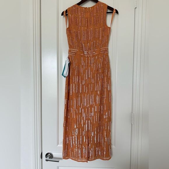 Mac Duggal | 70264 Abstract Beaded Sleeveless Midi Sheath Dress Size 2 NEW - Picture 7 of 12